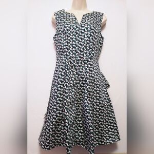 Boden Navy Blue Green White Mischa Belted Dress Size 4 Sleeveless Fit & Flare